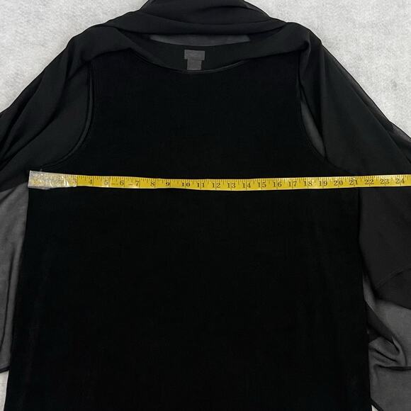 Chicos Travelers Chiffon Layered Blouse Size 3 US 16/18 Black Boat Neck Elegant - Picture 4 of 10